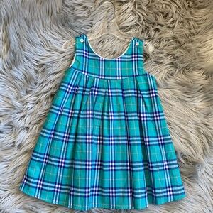 SweetHoney Turquoise and Navy Plaid Kids Dress
